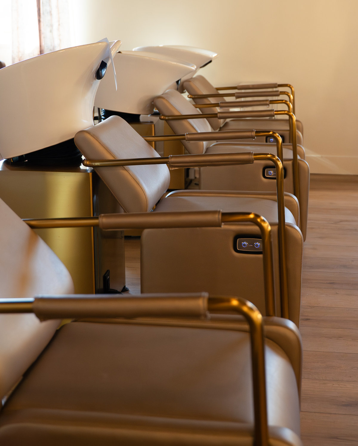 Reclining wash chairs in the Cambria Academy salon