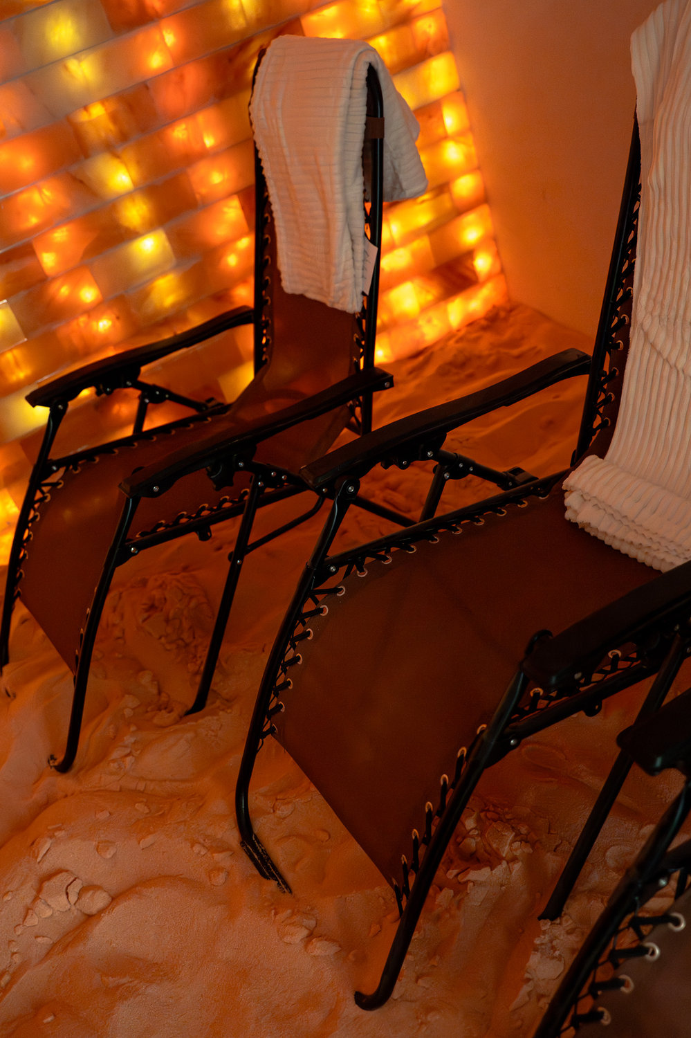 Salt room chairs and warm salt wall