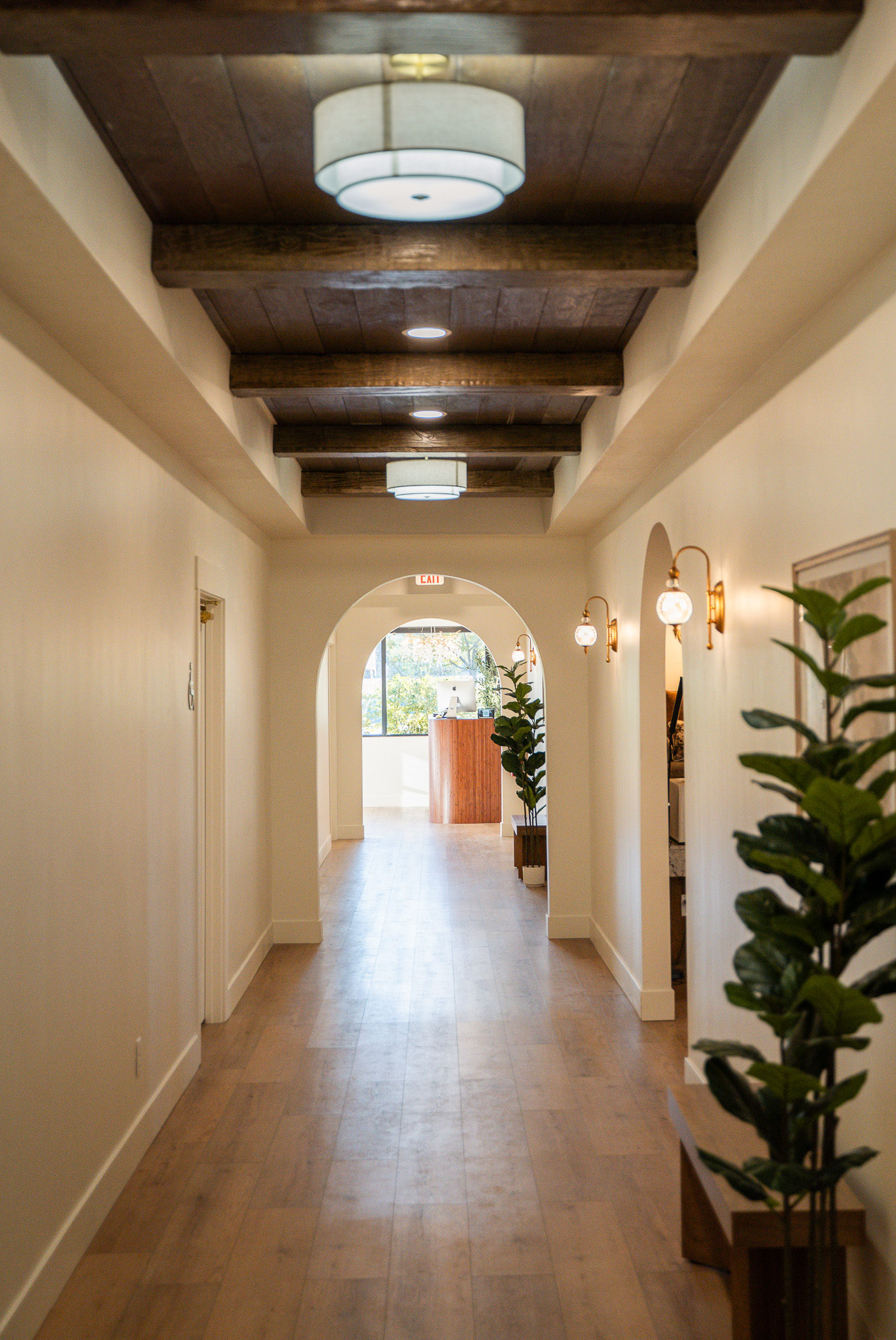 Arched hallway connecting Cambria Academy learning spaces